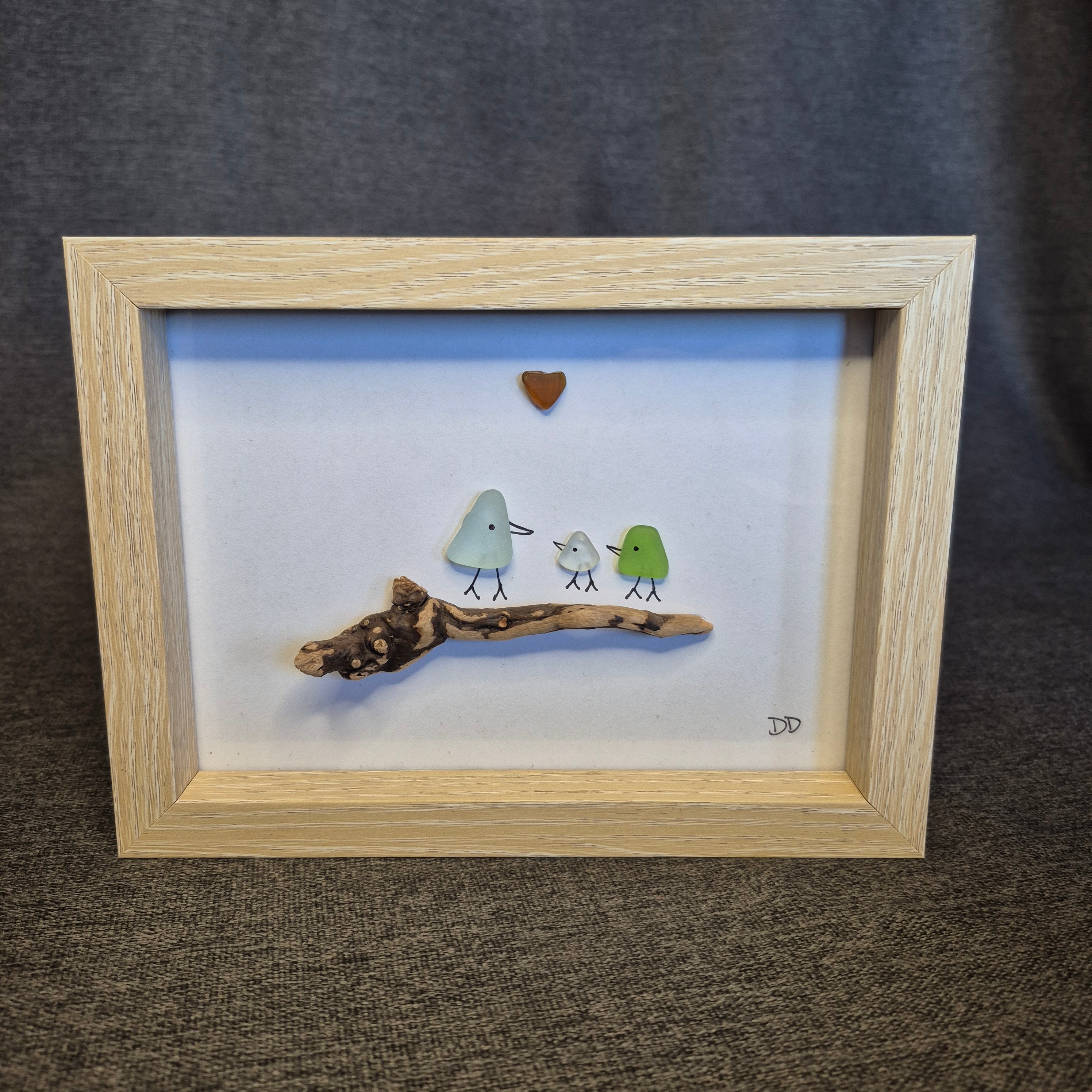 Sea Glass Artwork - Birds on a Branch