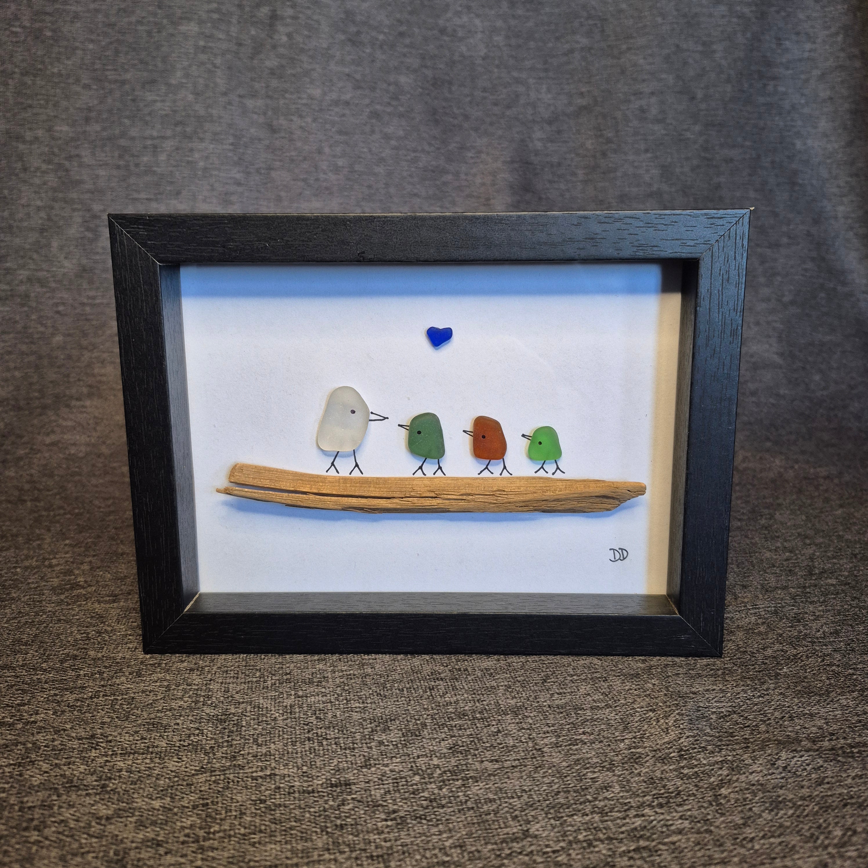 Sea Glass Artwork - Birds on a Branch