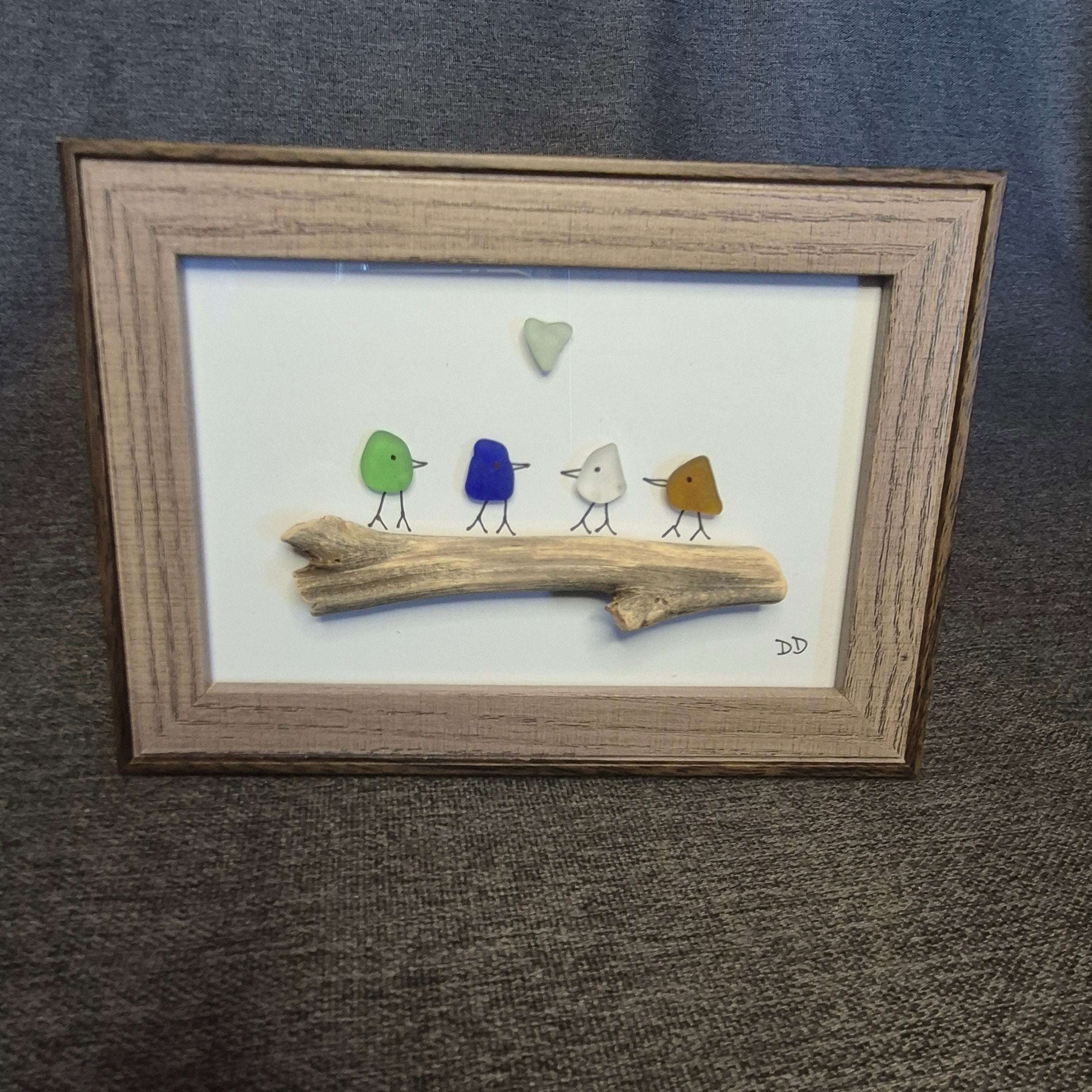 Sea Glass Artwork - Birds on a Branch