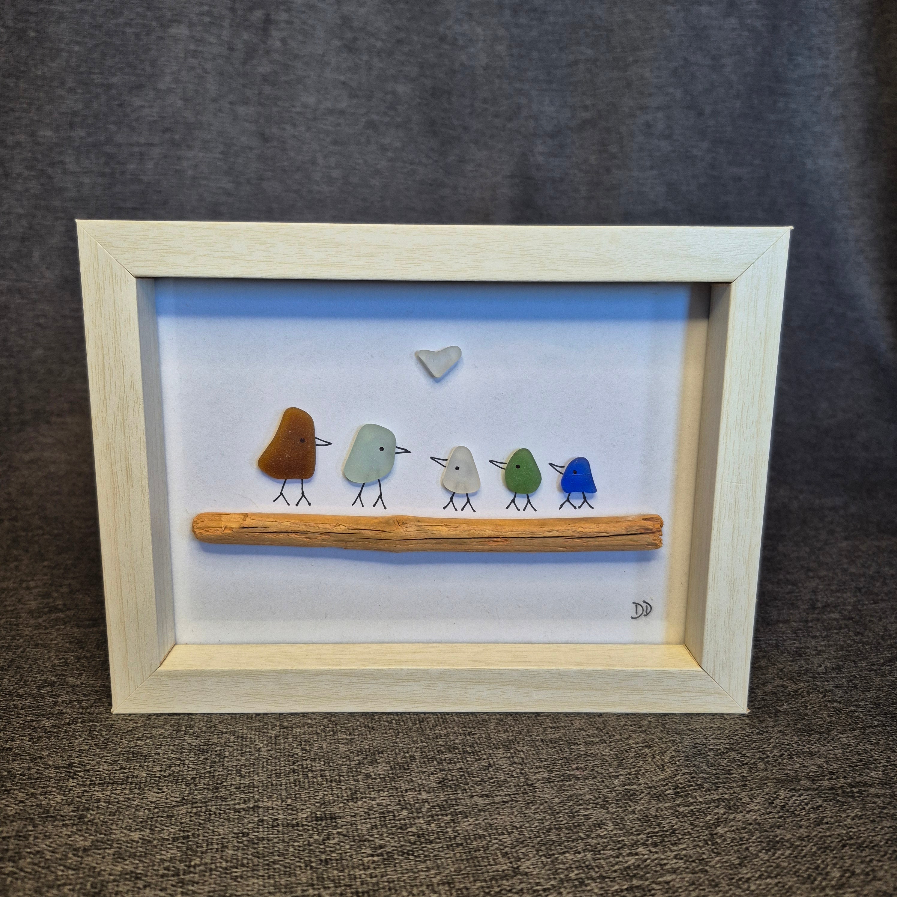 Sea Glass Artwork - Birds on a Branch