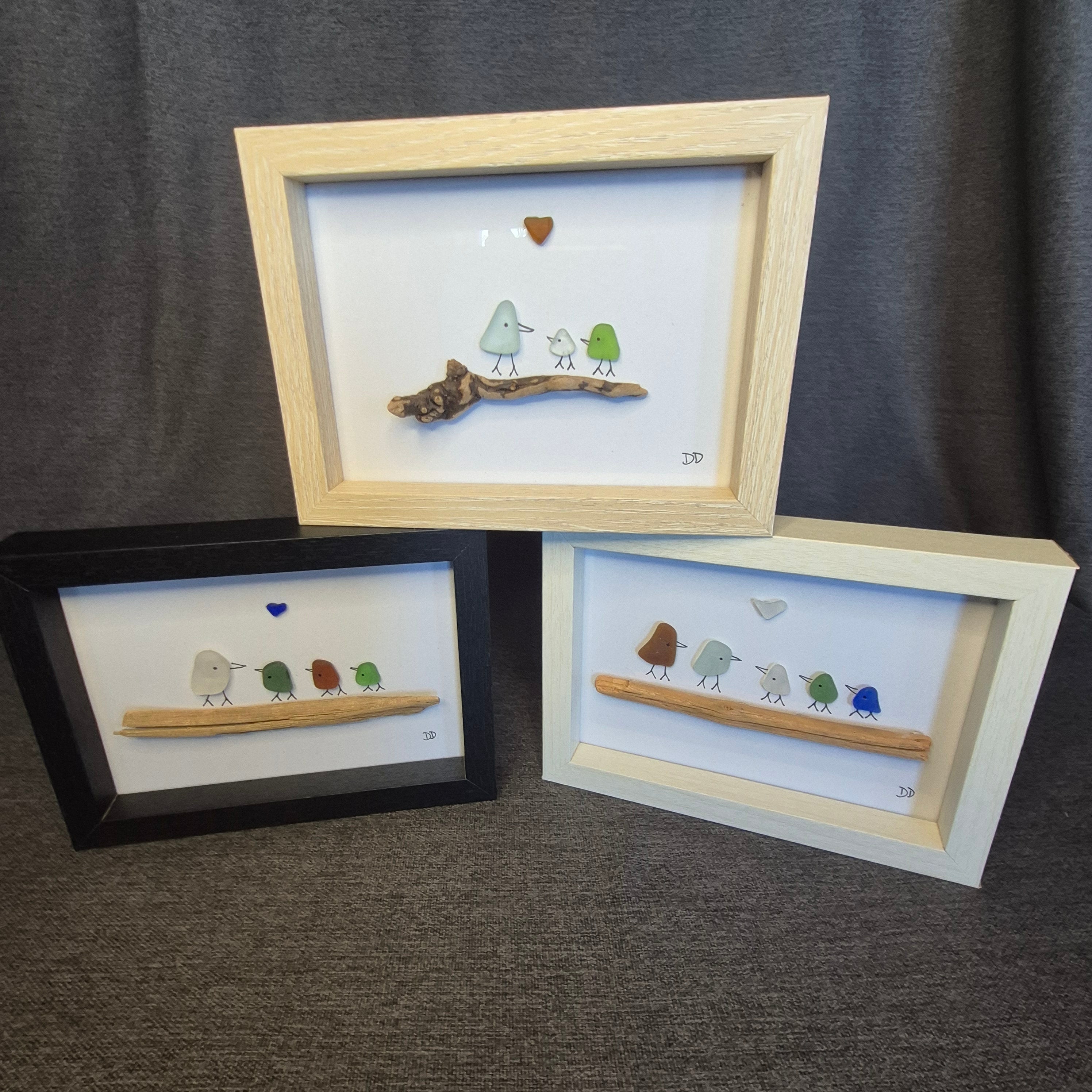 Sea Glass Artwork - Birds on a Branch