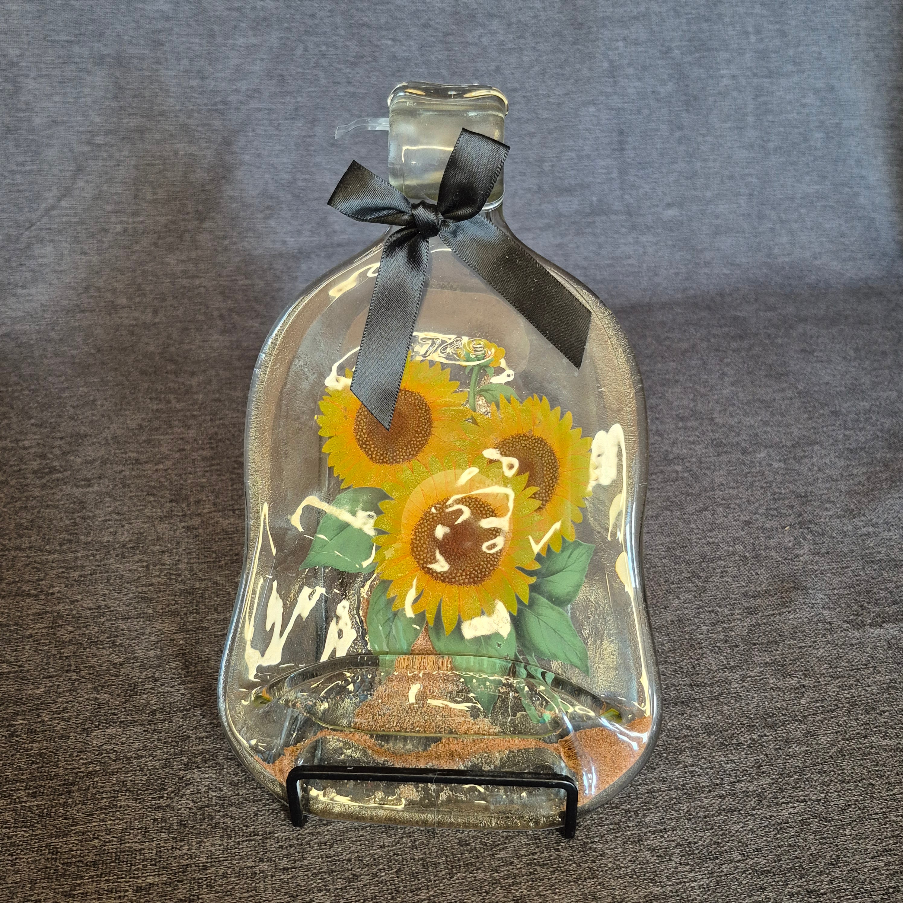 Flattened Bottle Appetizer Plate - Sunflower