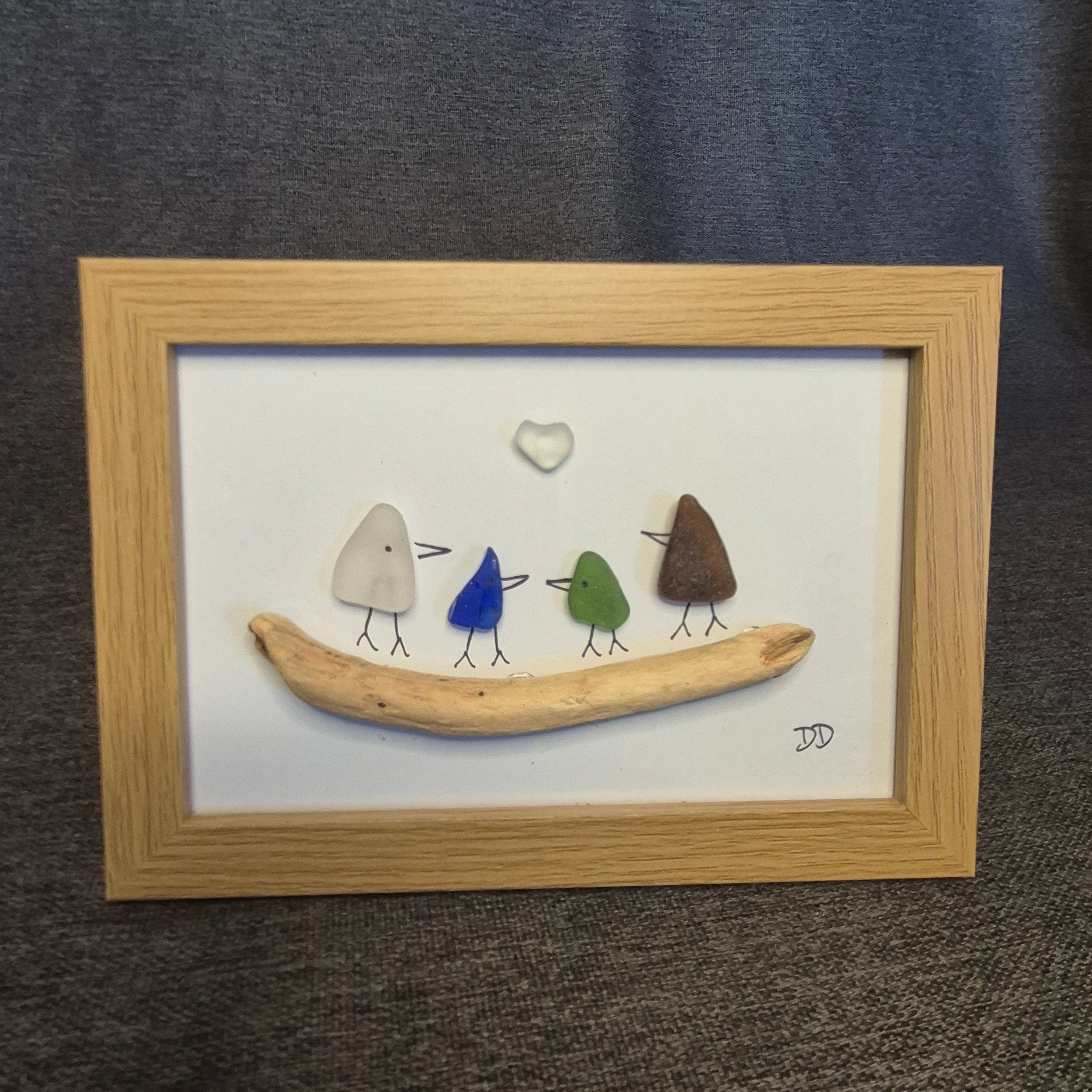 Sea Glass Artwork - Birds on a Branch