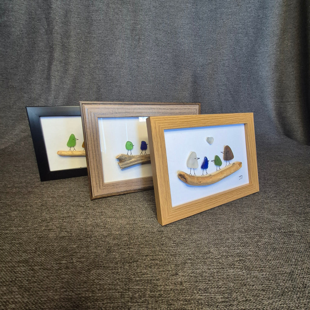 Sea Glass Artwork - Birds on a Branch